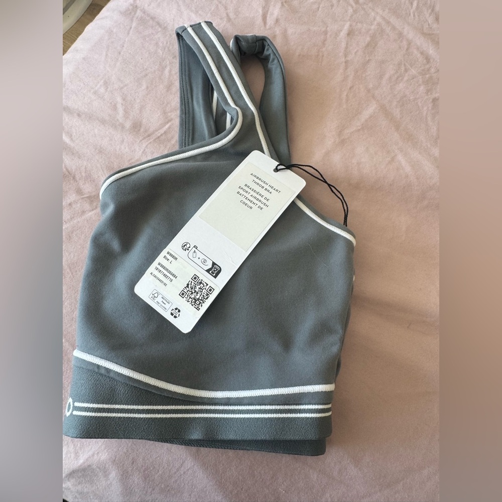 Alo heart throb bra in steel grey